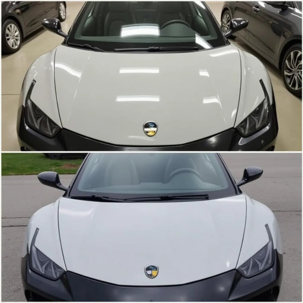 Before and after comparison of ceramic coated vehicle panel