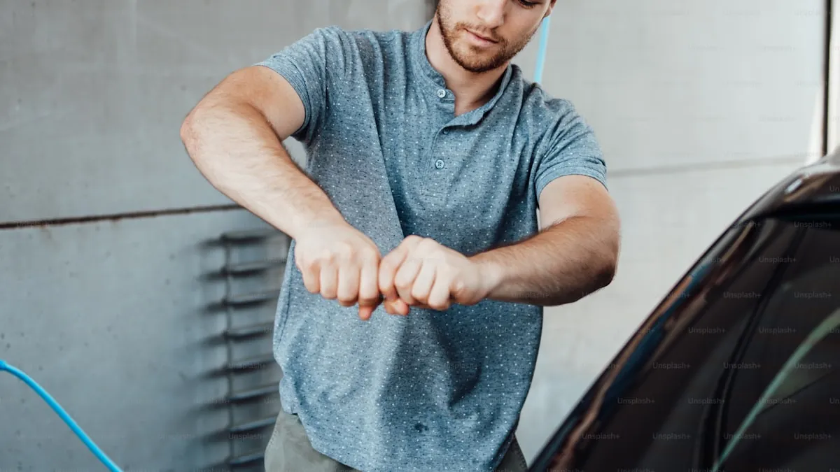 Behind the scenes at EuroLuxe Detailing shop in Tomball Texas during a typical work day