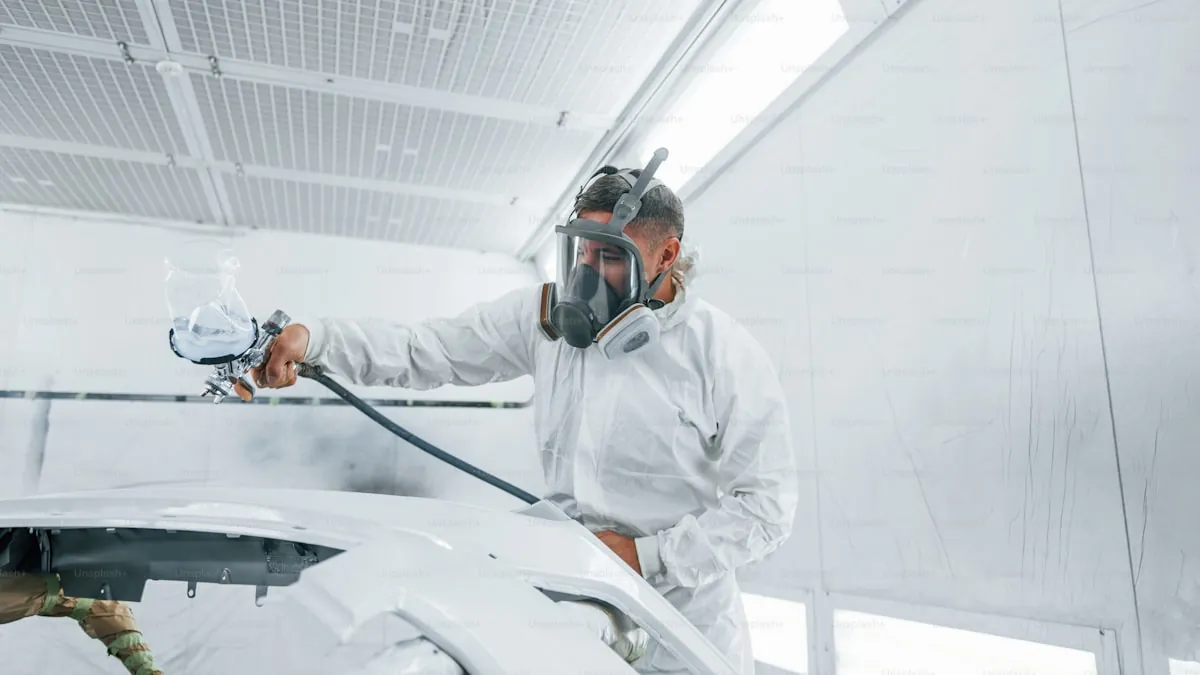 Close-up of a professional installer tucking PPF film around a vehicle panel edge