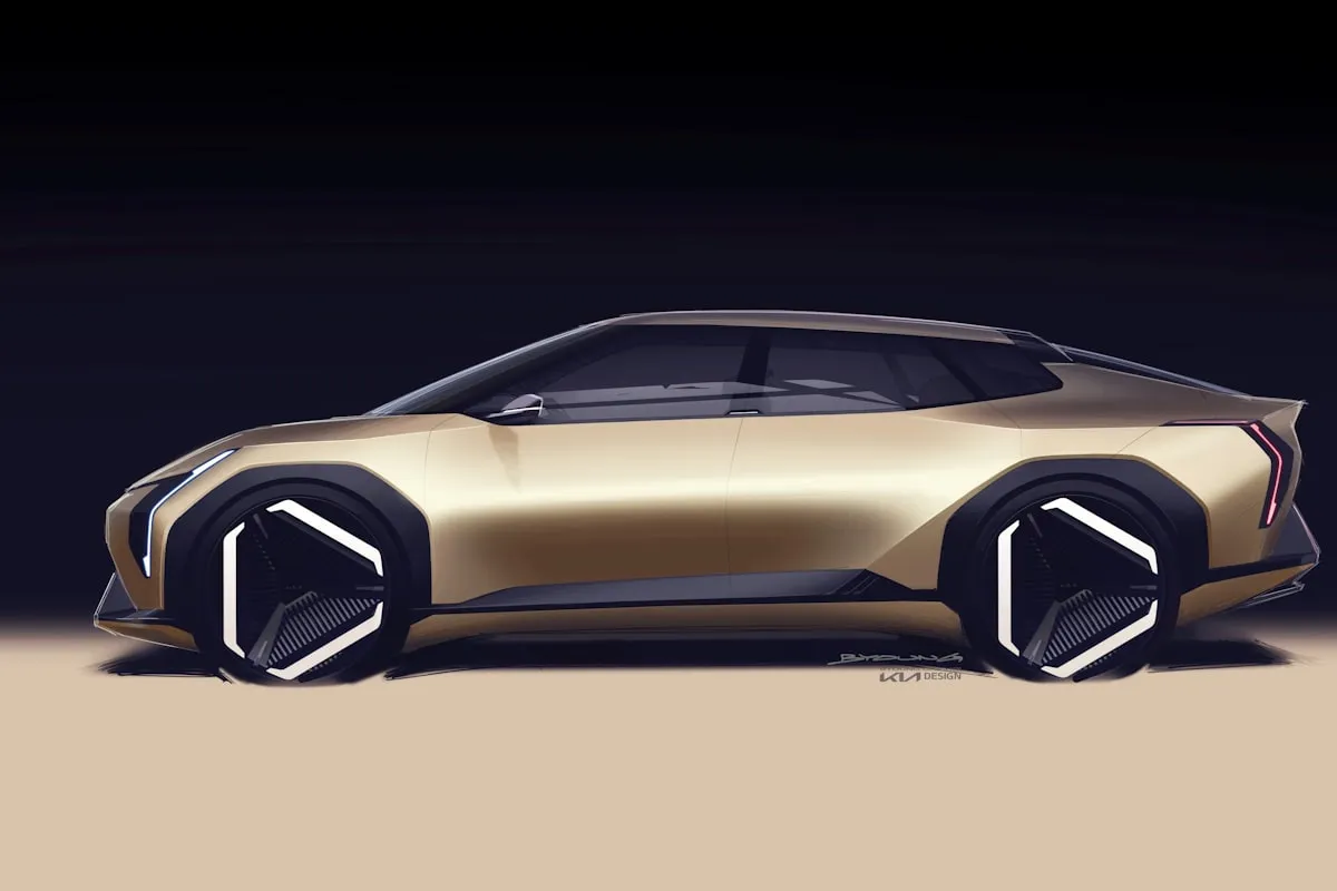 Electric vehicle with paint protection film being applied in a professional detailing bay