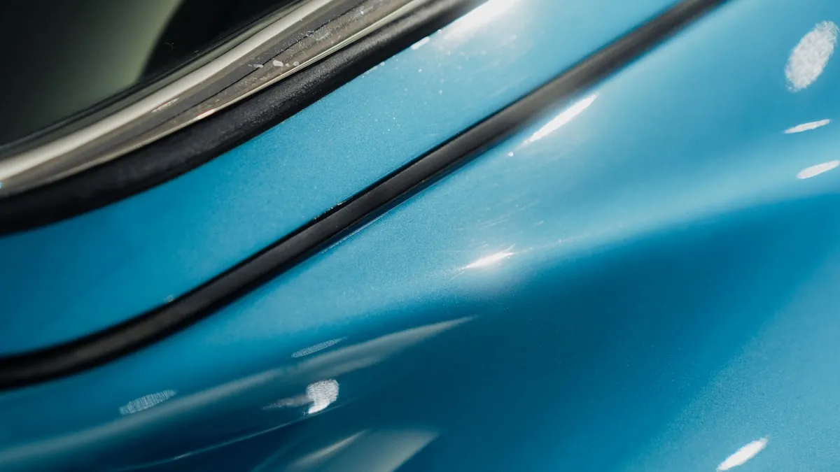 Water behavior test on ceramic coated car showing beading performance